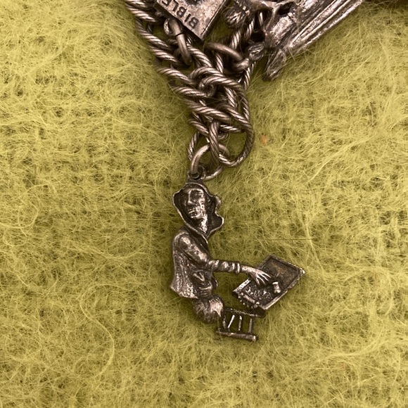 Vintage (Mid-Century) Pewter 10 Commandments Charm Bracelet - Picture 9 of 14